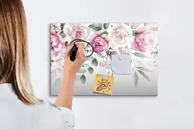 Magnetic marker board watercolor roses print