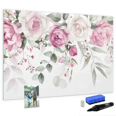 Magnetic marker board watercolor roses print