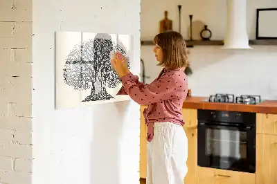 Magnetic glass dry erase board featuring a big nature tree design