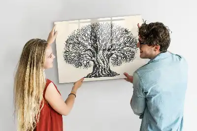 Magnetic glass dry erase board featuring a big nature tree design