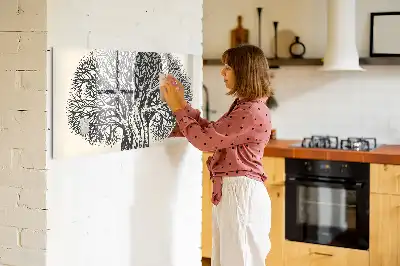 Magnetic glass dry erase board featuring a big nature tree design