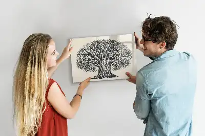 Magnetic glass dry erase board featuring a big nature tree design