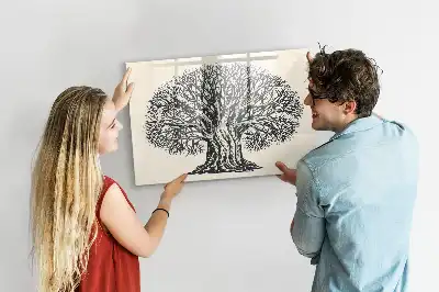 Magnetic glass dry erase board featuring a big nature tree design
