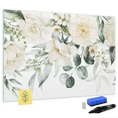 Magnetic marker board with flowers design