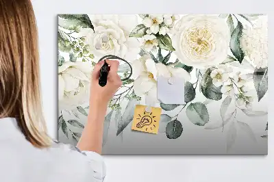 Magnetic marker board with flowers design