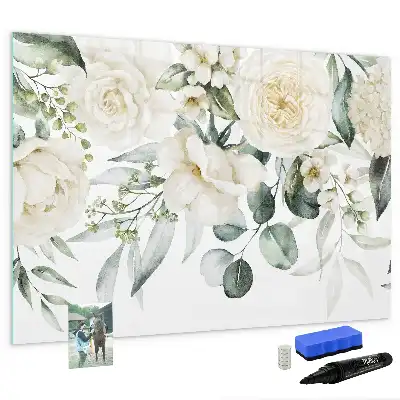 Magnetic marker board with flowers design
