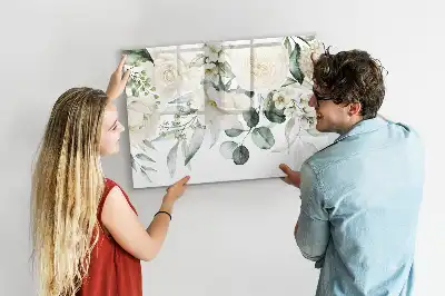 Magnetic marker board with flowers design