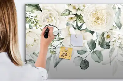 Magnetic marker board with flowers design