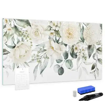 Magnetic marker board with flowers design