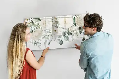 Magnetic marker board with flowers design