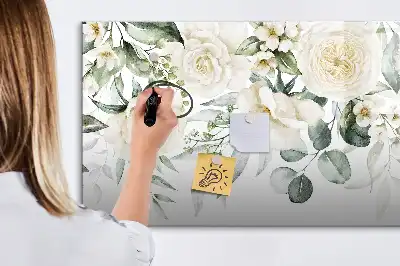 Magnetic marker board with flowers design