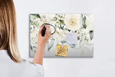 Magnetic marker board with flowers design