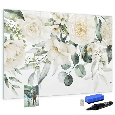 Magnetic marker board with flowers design