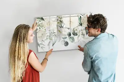 Magnetic marker board with flowers design