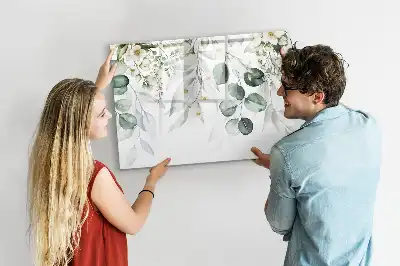 Magnetic glass dry erase board with nature plants design