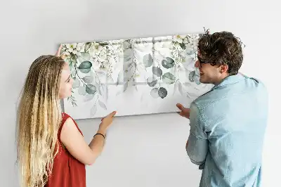 Magnetic glass dry erase board with nature plants design