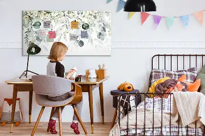 Magnetic glass dry erase board with nature plants design