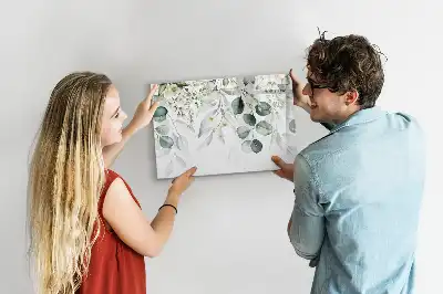 Magnetic glass dry erase board with nature plants design
