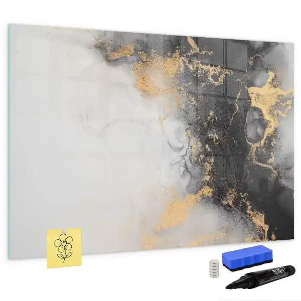 Magnetic glass dry erase board marble finish