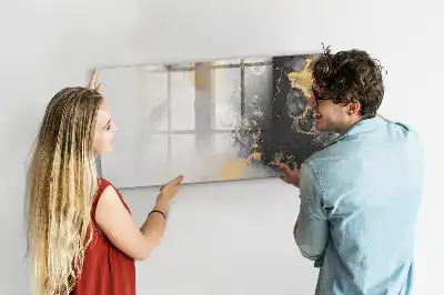 Magnetic glass dry erase board marble finish