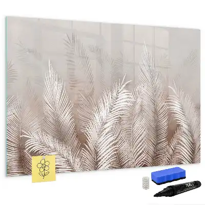 Magnetic glass dry erase board exotic leaves design