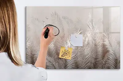 Magnetic glass dry erase board exotic leaves design