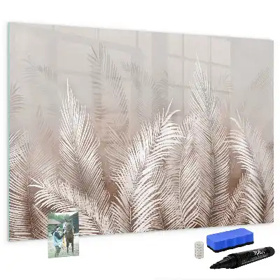 Magnetic glass dry erase board exotic leaves design