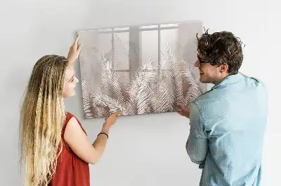 Magnetic glass dry erase board exotic leaves design