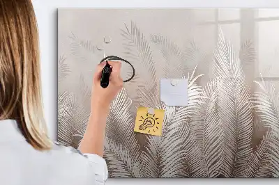 Magnetic glass dry erase board exotic leaves design