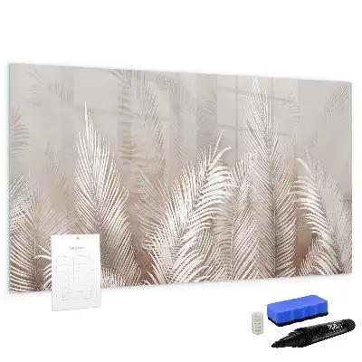 Magnetic glass dry erase board exotic leaves design