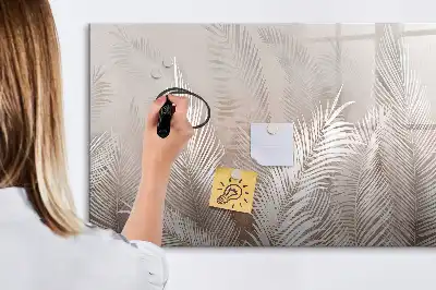 Magnetic glass dry erase board exotic leaves design