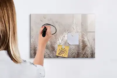 Magnetic glass dry erase board exotic leaves design