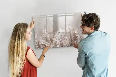 Magnetic glass dry erase board exotic leaves design