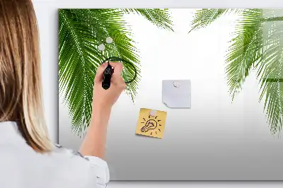 Magnetic marker board with palm leaf design