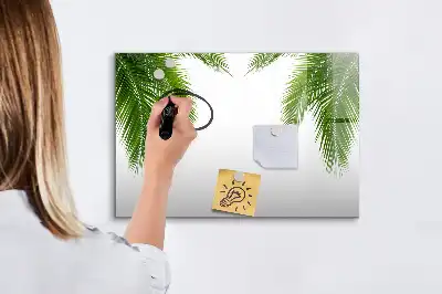 Magnetic marker board with palm leaf design