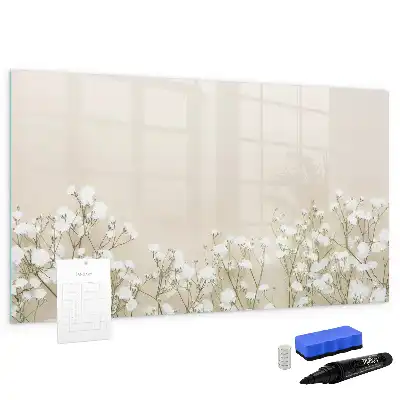 Magnetic glass dry erase board with a blooming flowers design