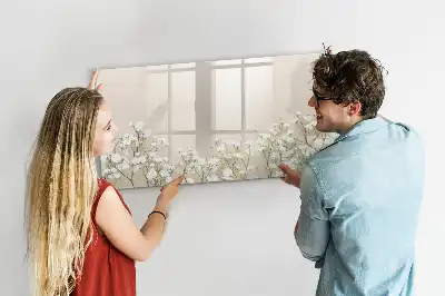 Magnetic glass dry erase board with a blooming flowers design