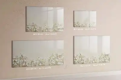 Magnetic glass dry erase board with a blooming flowers design