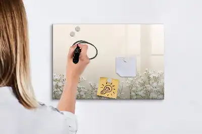 Magnetic glass dry erase board with a blooming flowers design