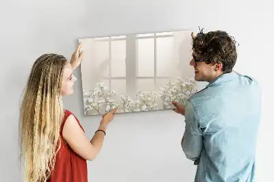 Magnetic glass dry erase board with a blooming flowers design