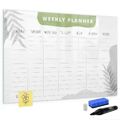 Magnetic glass dry erase board weekly planner