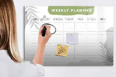 Magnetic glass dry erase board weekly planner