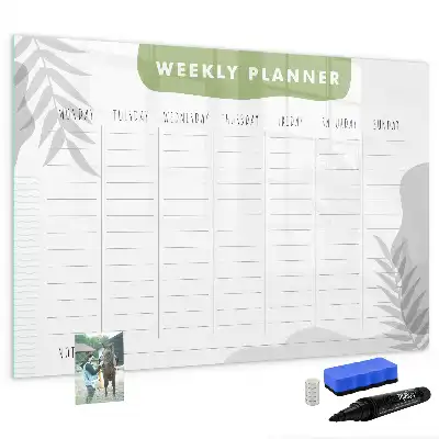 Magnetic glass dry erase board weekly planner