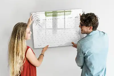 Magnetic glass dry erase board weekly planner