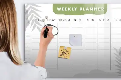 Magnetic glass dry erase board weekly planner