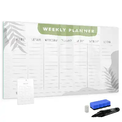 Magnetic glass dry erase board weekly planner