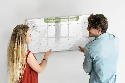 Magnetic glass dry erase board weekly planner