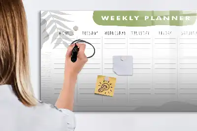 Magnetic glass dry erase board weekly planner