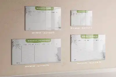 Magnetic glass dry erase board weekly planner