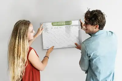 Magnetic glass dry erase board weekly planner